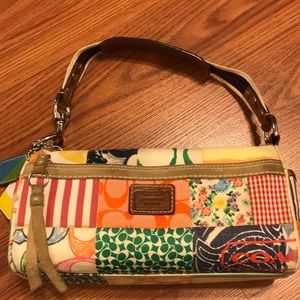 Coach shoulder bag.cloth & leather shoulder.